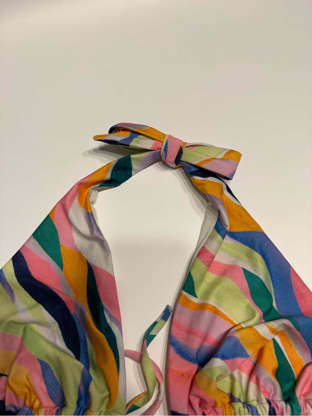 H&M x Kehlani Multicolor Wave Abstract Print String Bikini Set | Size 6 - Picture 5 of 11
